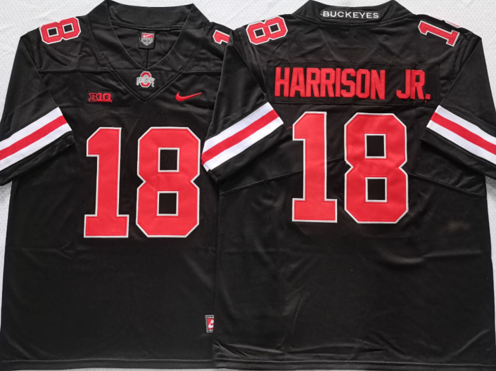 Men's Ohio State Buckeyes Marvin Harrison JR #18 Black Jersey